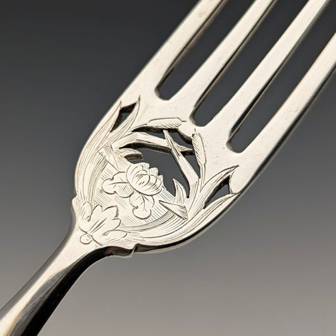 1840 年英國古董純銀手柄魚餐具 4 對 William Sansom